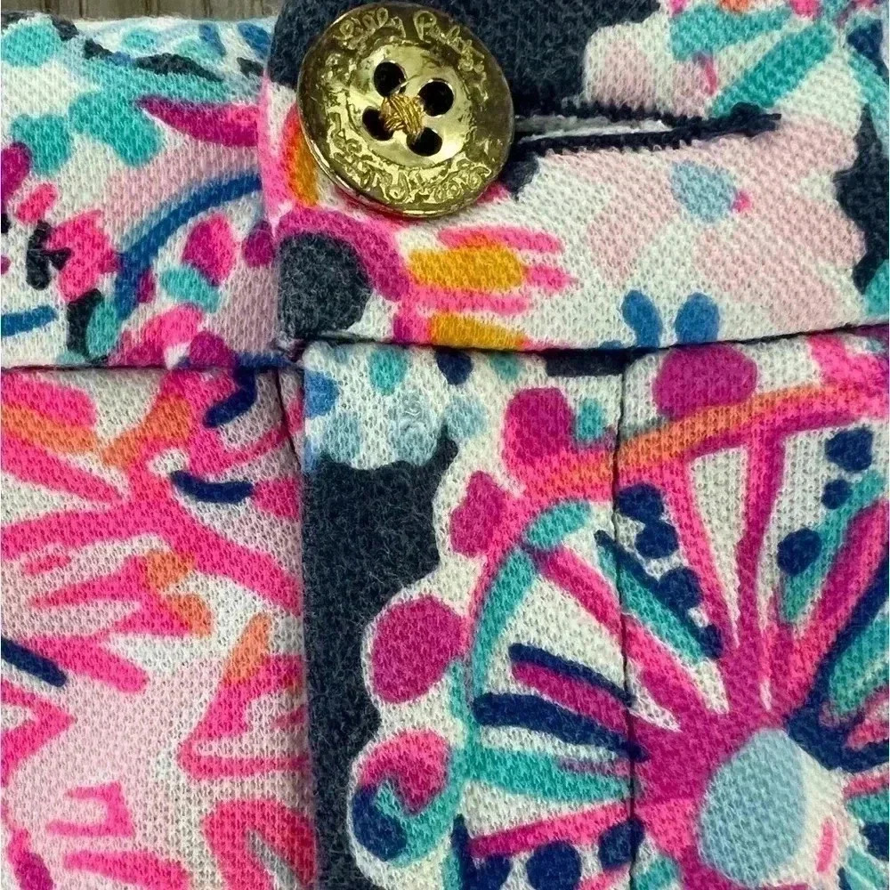 Lilly Pulitzer Turtle Amazement Floral Pink and Blue Women Shorts - Picture 3 of 7
